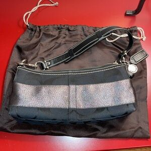 Coach Signature Black & Gunmetal Mini Hobo Bag